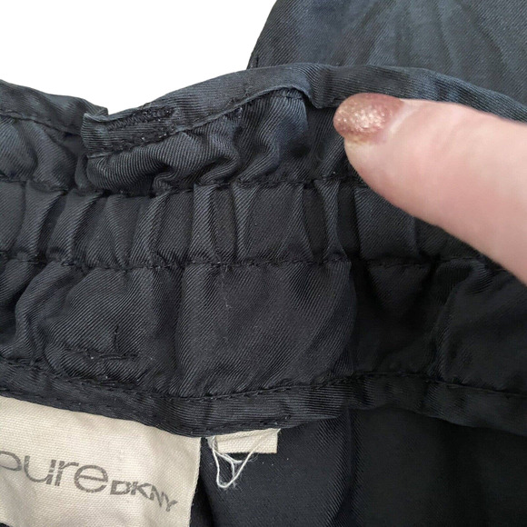 DKNY Pure Black Silk Drawstring Pleated Cropped Zippered Ankle Pants - Size 0 - Picture 9 of 10